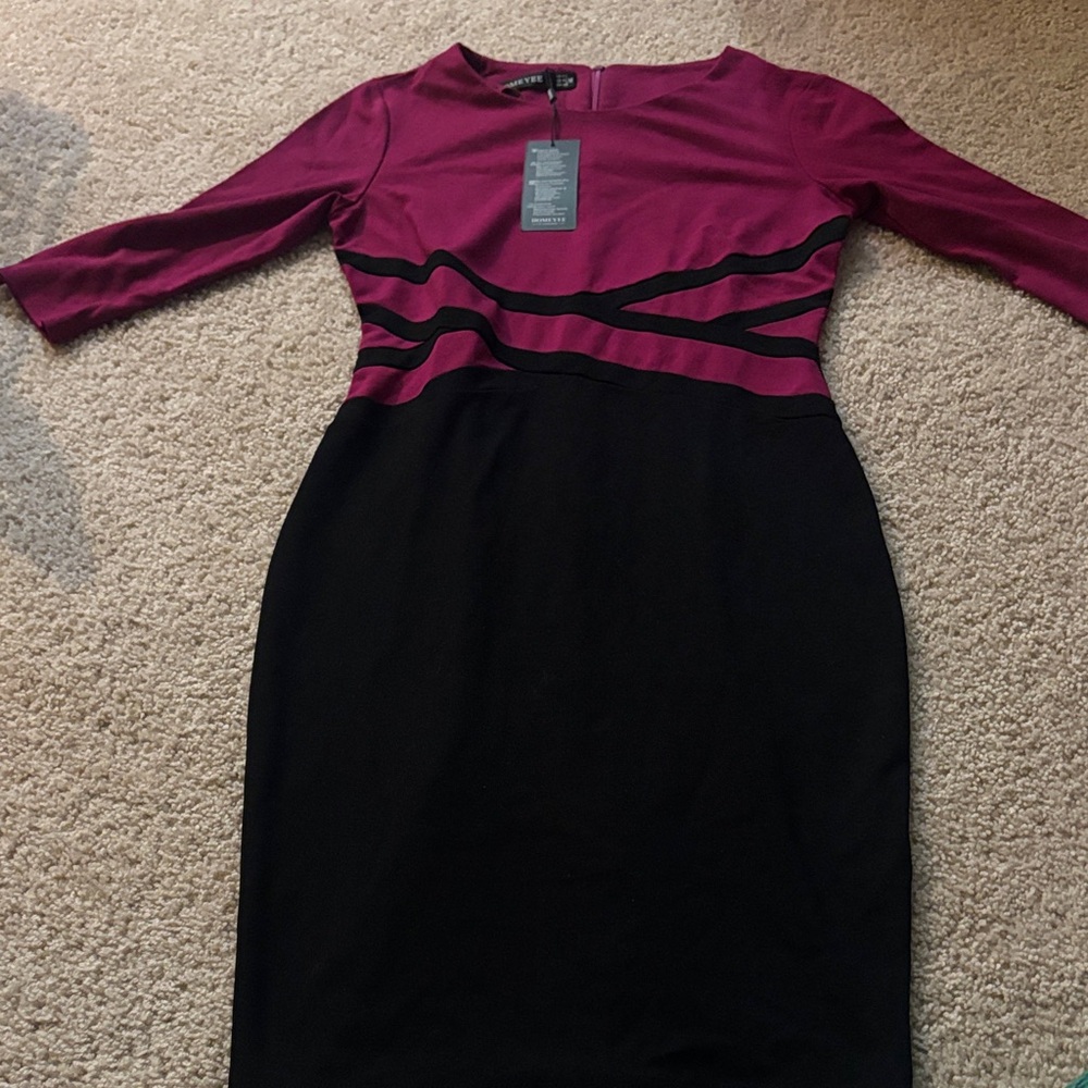 Chic Long Sleeve Black and Purple Dress
